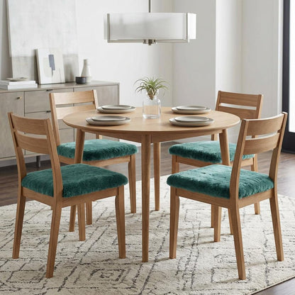 Set Of Four 17" X 17" Emerald Linen Solid Color Dining Chair Pad HomeRoots
