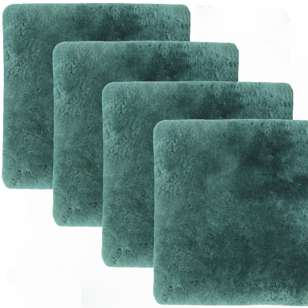 Set Of Four 17" X 17" Emerald Linen Solid Color Dining Chair Pad HomeRoots