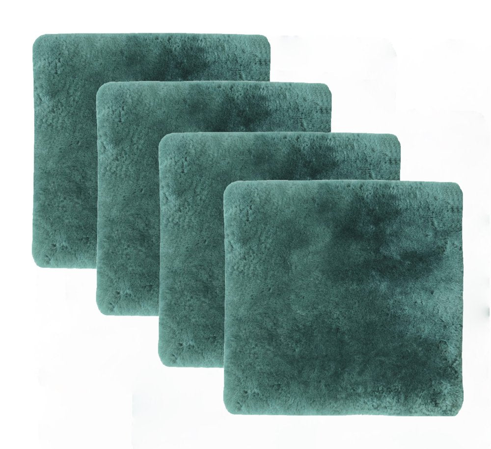Set Of Four 17" X 17" Emerald Linen Solid Color Dining Chair Pad HomeRoots