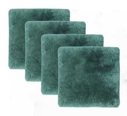 Set Of Four 17" X 17" Emerald Linen Solid Color Dining Chair Pad HomeRoots