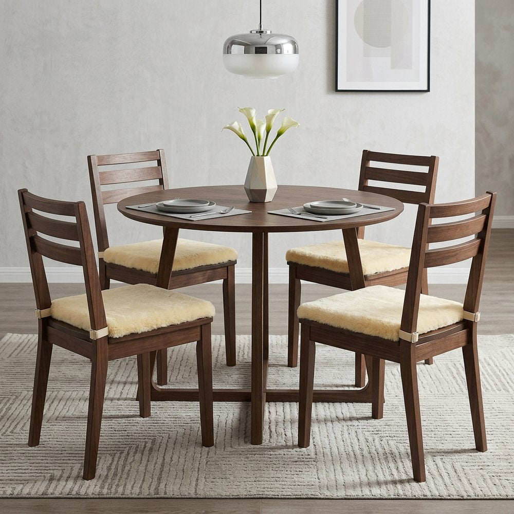 Set Of Four 17" X 17" Cornsilk Linen Solid Color Dining Chair Pad HomeRoots
