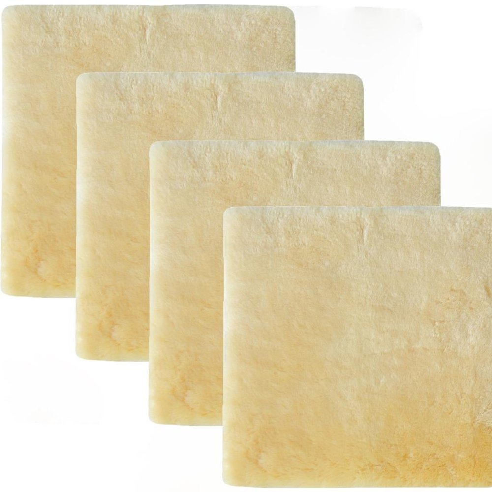 Set Of Four 17" X 17" Cornsilk Linen Solid Color Dining Chair Pad HomeRoots