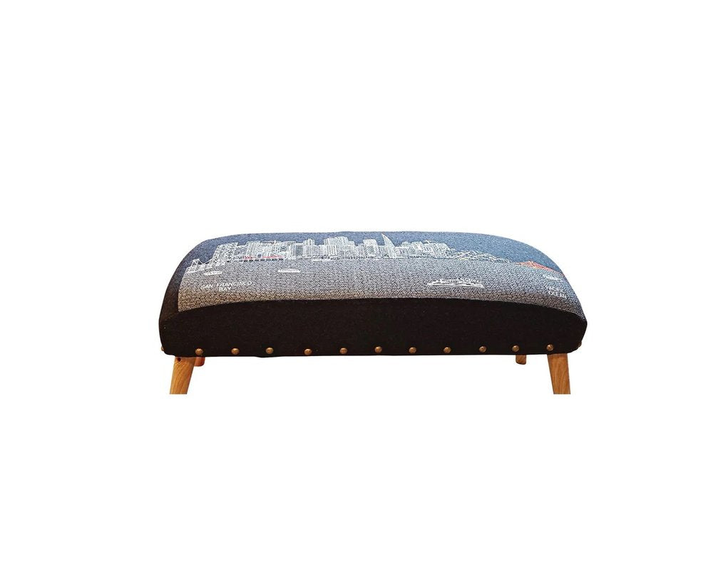 38" Gray Wool and Brown Ottoman HomeRoots