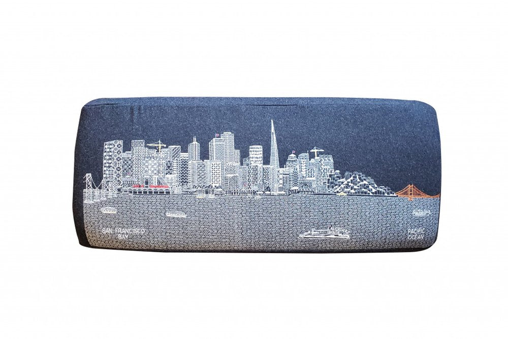 38" Gray Wool and Brown Ottoman HomeRoots