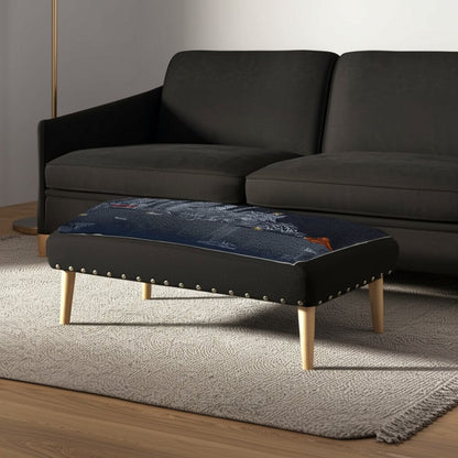 38" Gray Wool and Brown Ottoman HomeRoots