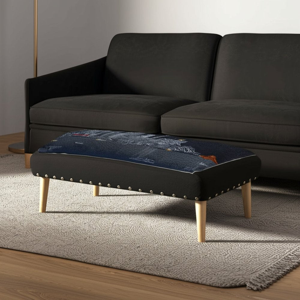 38" Gray Wool and Brown Ottoman HomeRoots