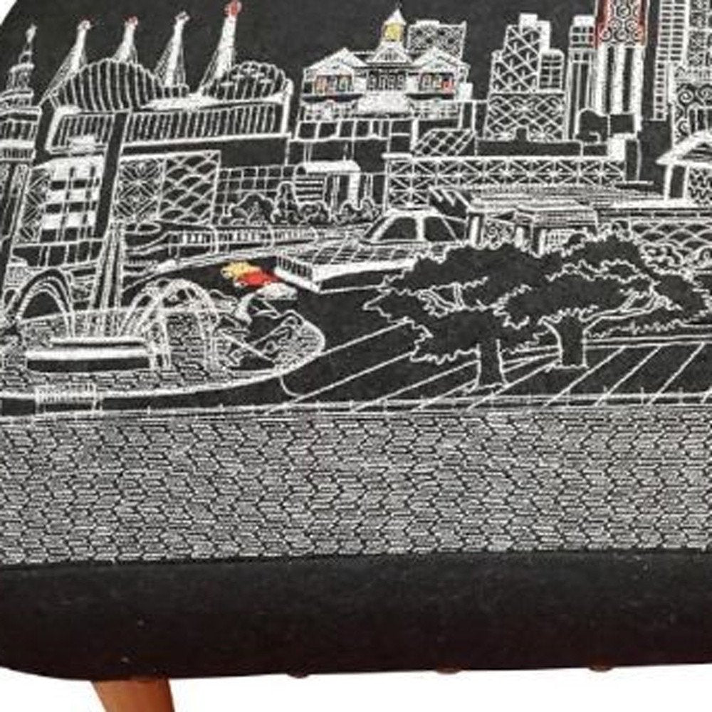 38" Black Wool and Brown Ottoman HomeRoots