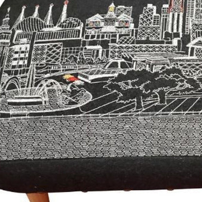 38" Black Wool and Brown Ottoman HomeRoots