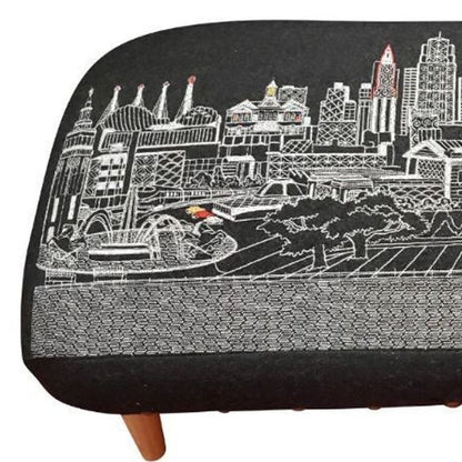 38" Black Wool and Brown Ottoman HomeRoots
