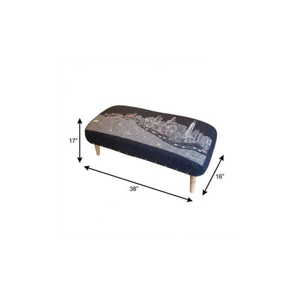 38" Gray Wool and Brown Ottoman HomeRoots