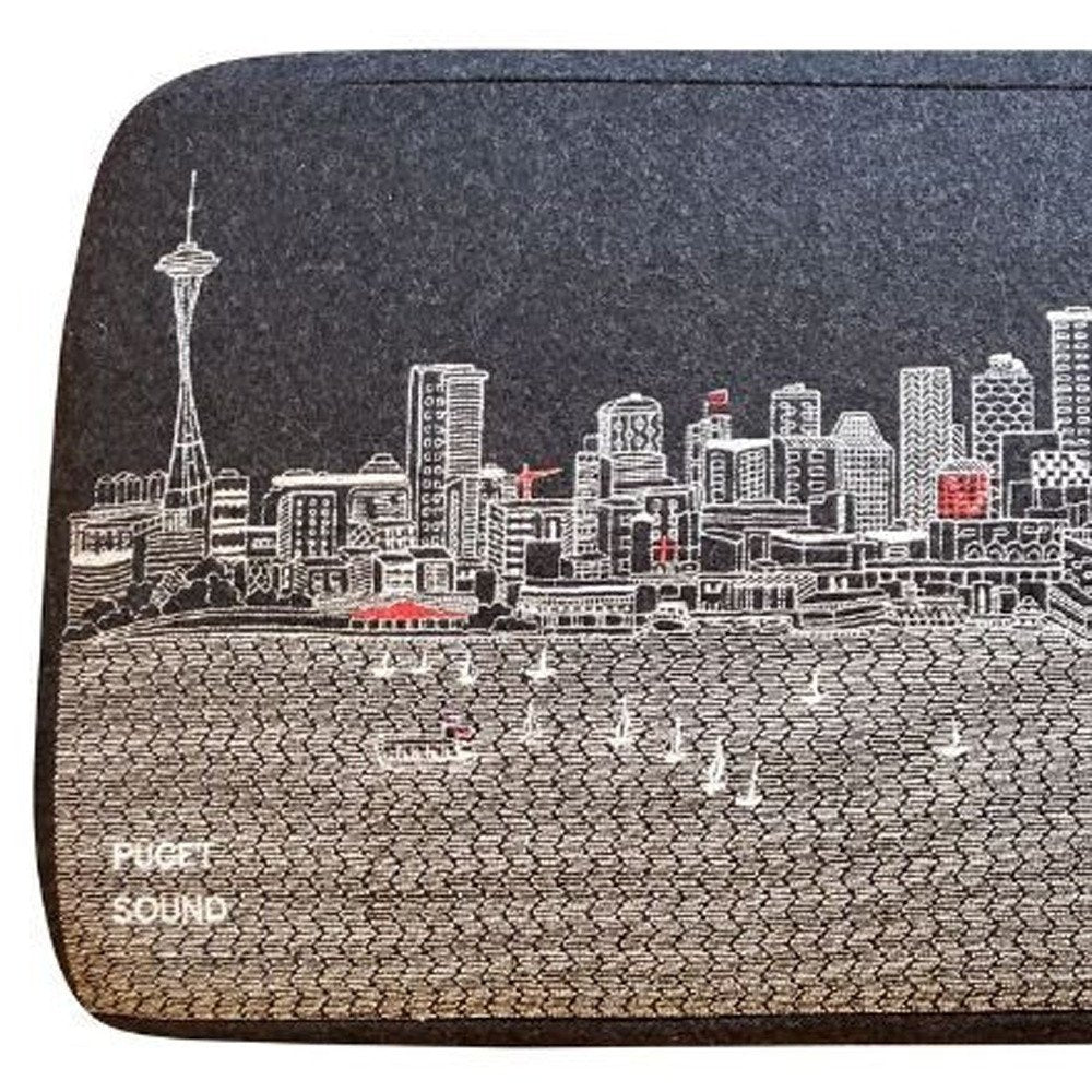 38" Gray Wool and Brown Ottoman HomeRoots