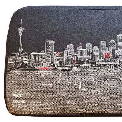 38" Gray Wool and Brown Ottoman HomeRoots