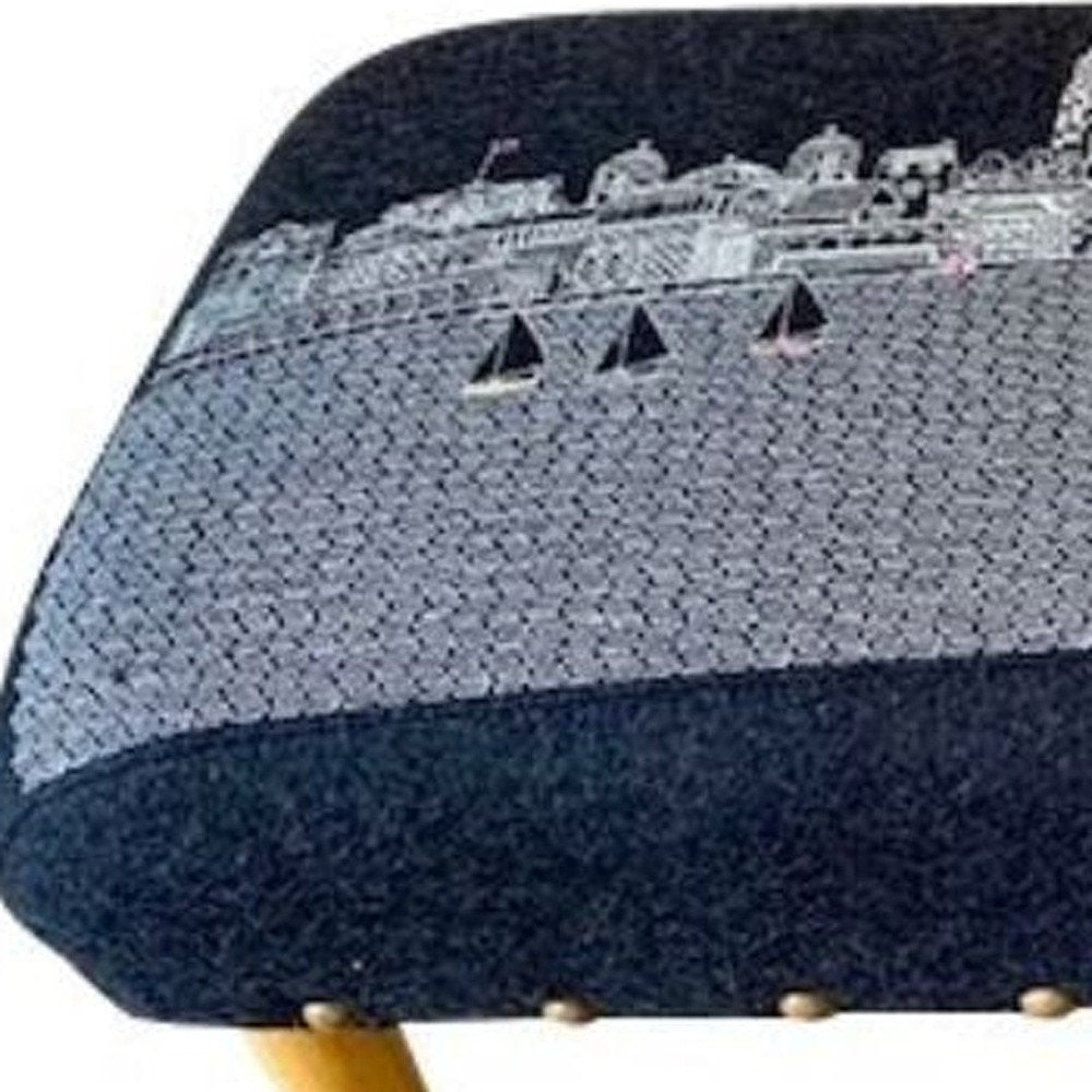 38" Gray Wool and Brown Ottoman HomeRoots