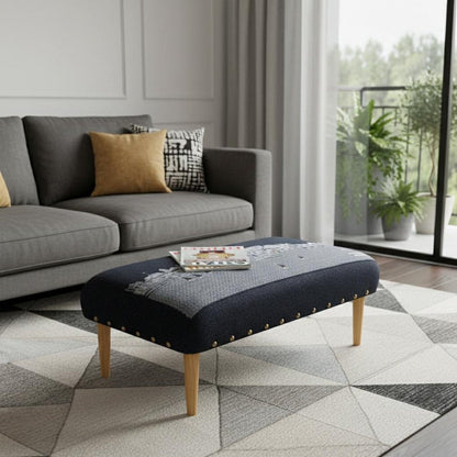 38" Gray Wool and Brown Ottoman HomeRoots