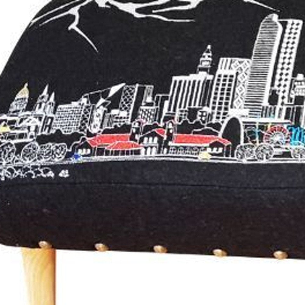 38" Gray Wool and Brown Ottoman HomeRoots