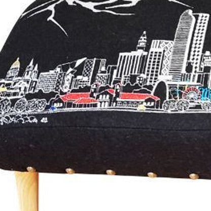 38" Gray Wool and Brown Ottoman HomeRoots