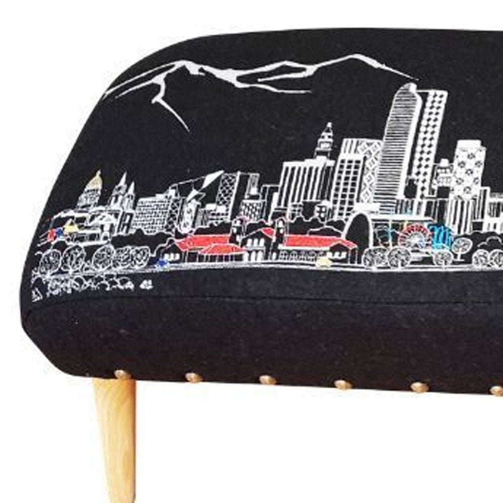 38" Gray Wool and Brown Ottoman HomeRoots