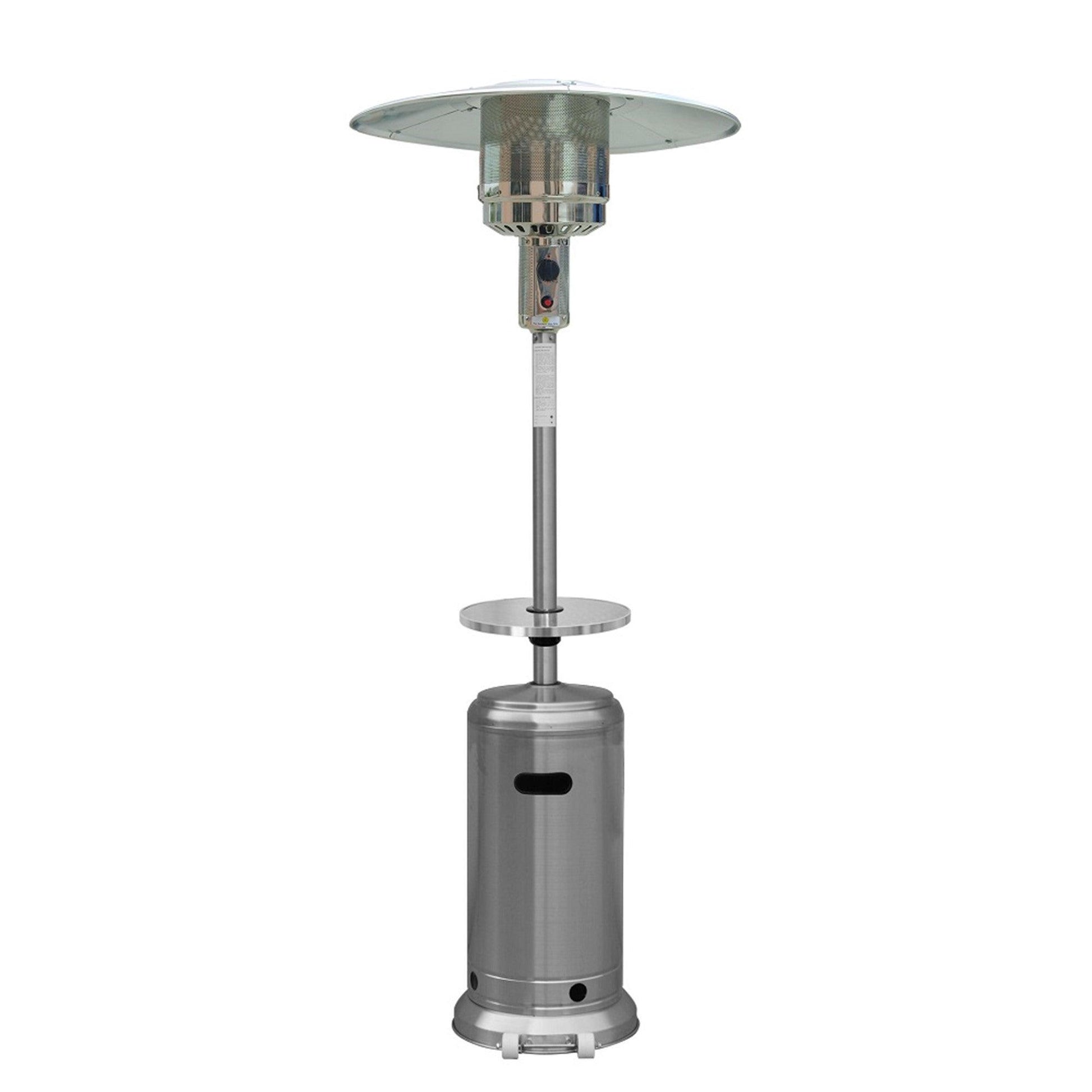 48000 BTU Silver Steel Propane Cylindrical Pole Standing Patio Heater - FurniFindUSA