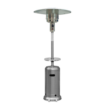 48000 BTU Silver Steel Propane Cylindrical Pole Standing Patio Heater HomeRoots