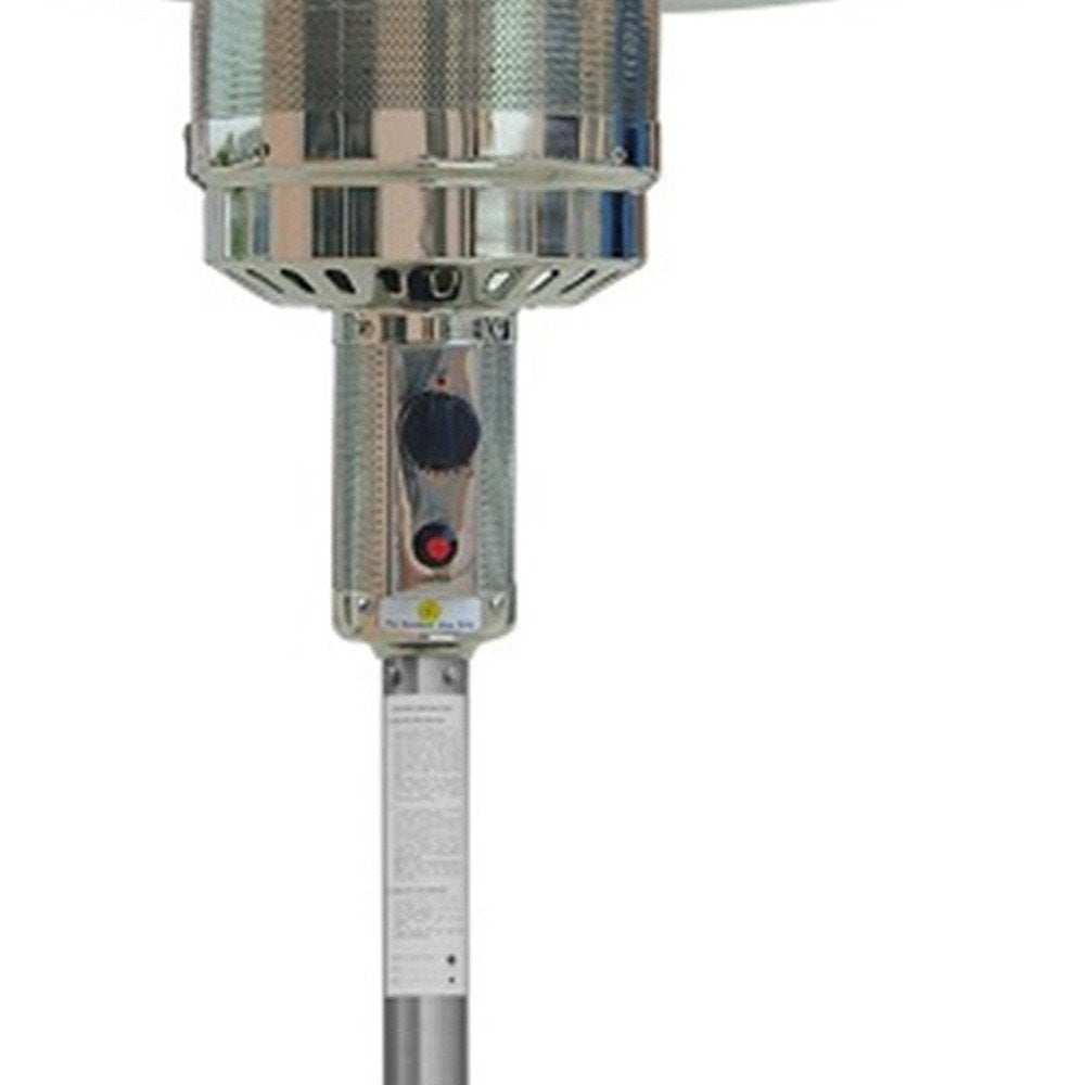 48000 BTU Silver Steel Propane Cylindrical Pole Standing Patio Heater HomeRoots