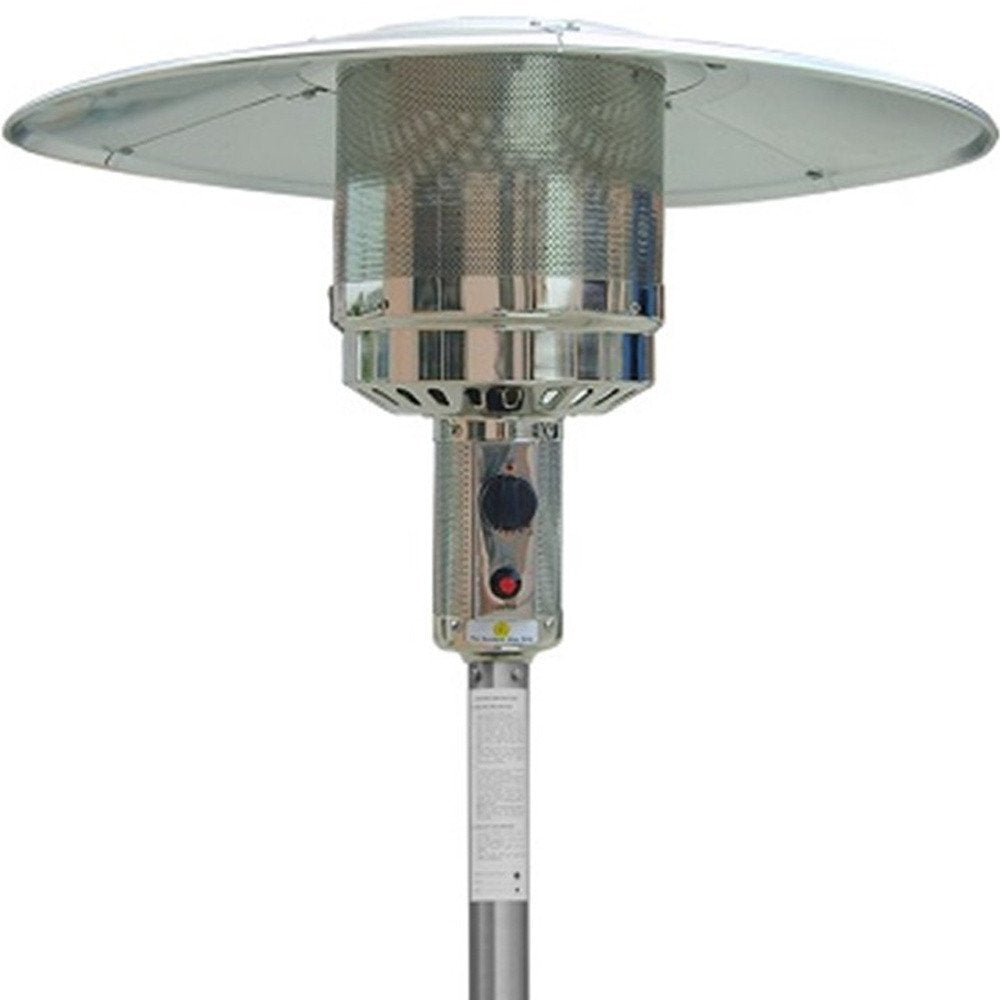 48000 BTU Silver Steel Propane Cylindrical Pole Standing Patio Heater HomeRoots