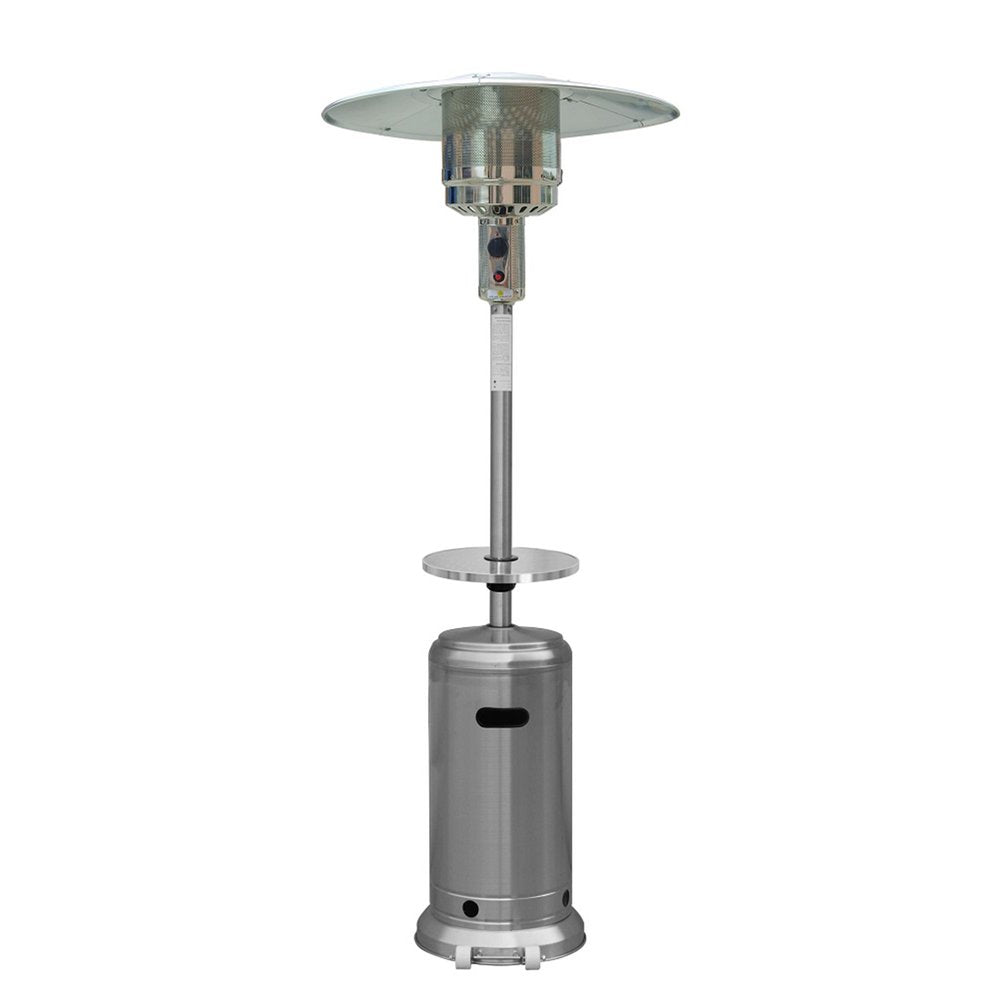 48000 BTU Silver Steel Propane Cylindrical Pole Standing Patio Heater HomeRoots