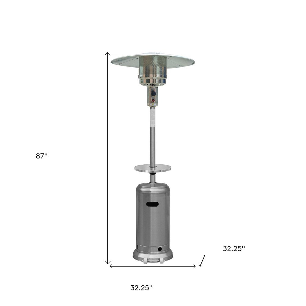 48000 BTU Silver Steel Propane Cylindrical Pole Standing Patio Heater HomeRoots