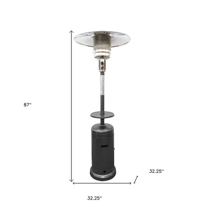 48000 BTU Silver Steel Propane Cylindrical Pole Standing Patio Heater - FurniFindUSA