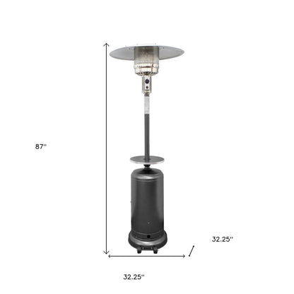 48000 BTU Silver Steel Propane Cylindrical Pole Standing Patio Heater - FurniFindUSA