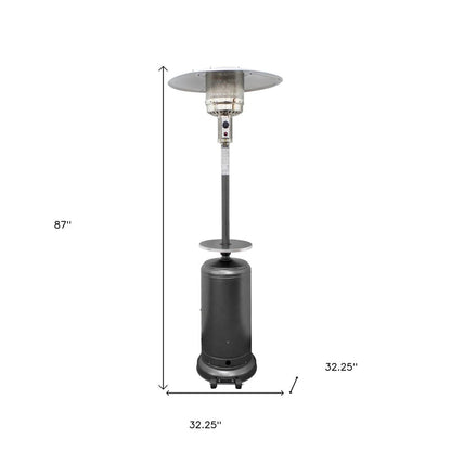 48000 BTU Silver Steel Propane Cylindrical Pole Standing Patio Heater HomeRoots