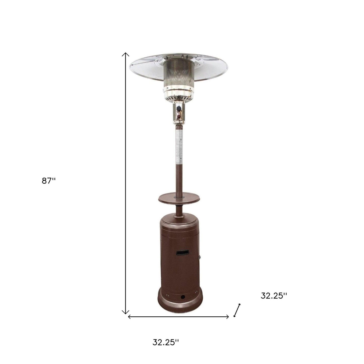 48000 BTU Bronze Steel Propane Cylindrical Pole Standing Patio Heater - FurniFindUSA