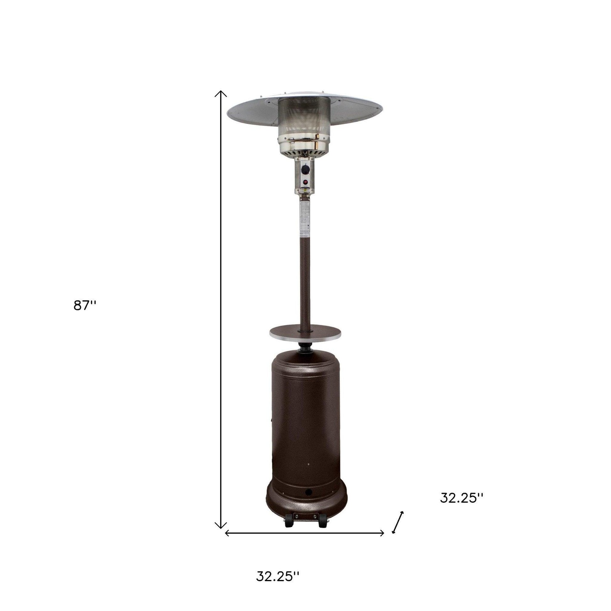 48000 BTU Bronze Steel Propane Cylindrical Pole Standing Patio Heater - FurniFindUSA