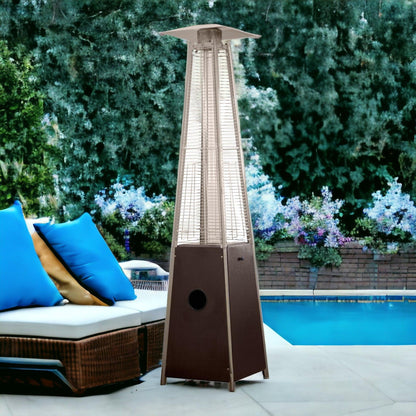 41000 BTU Brown Steel Propane Triangular Pyramid Standing Patio Heater - FurniFindUSA