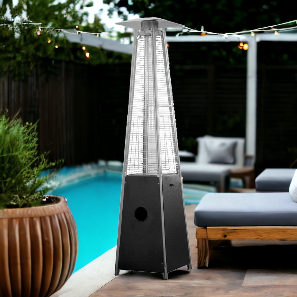 41000 BTU Black Steel Propane Triangular Pyramid Standing Patio Heater HomeRoots