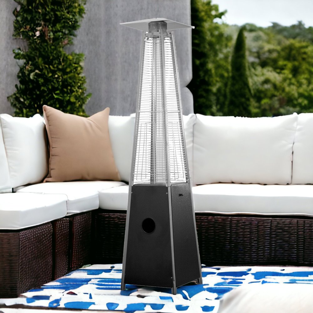 41000 BTU Black Steel Propane Triangular Pyramid Standing Patio Heater HomeRoots