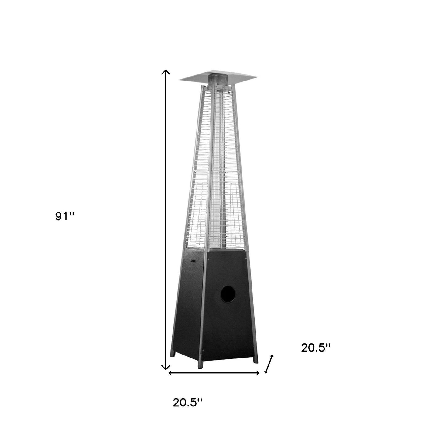 41000 BTU Black Steel Propane Triangular Pyramid Standing Patio Heater - FurniFindUSA