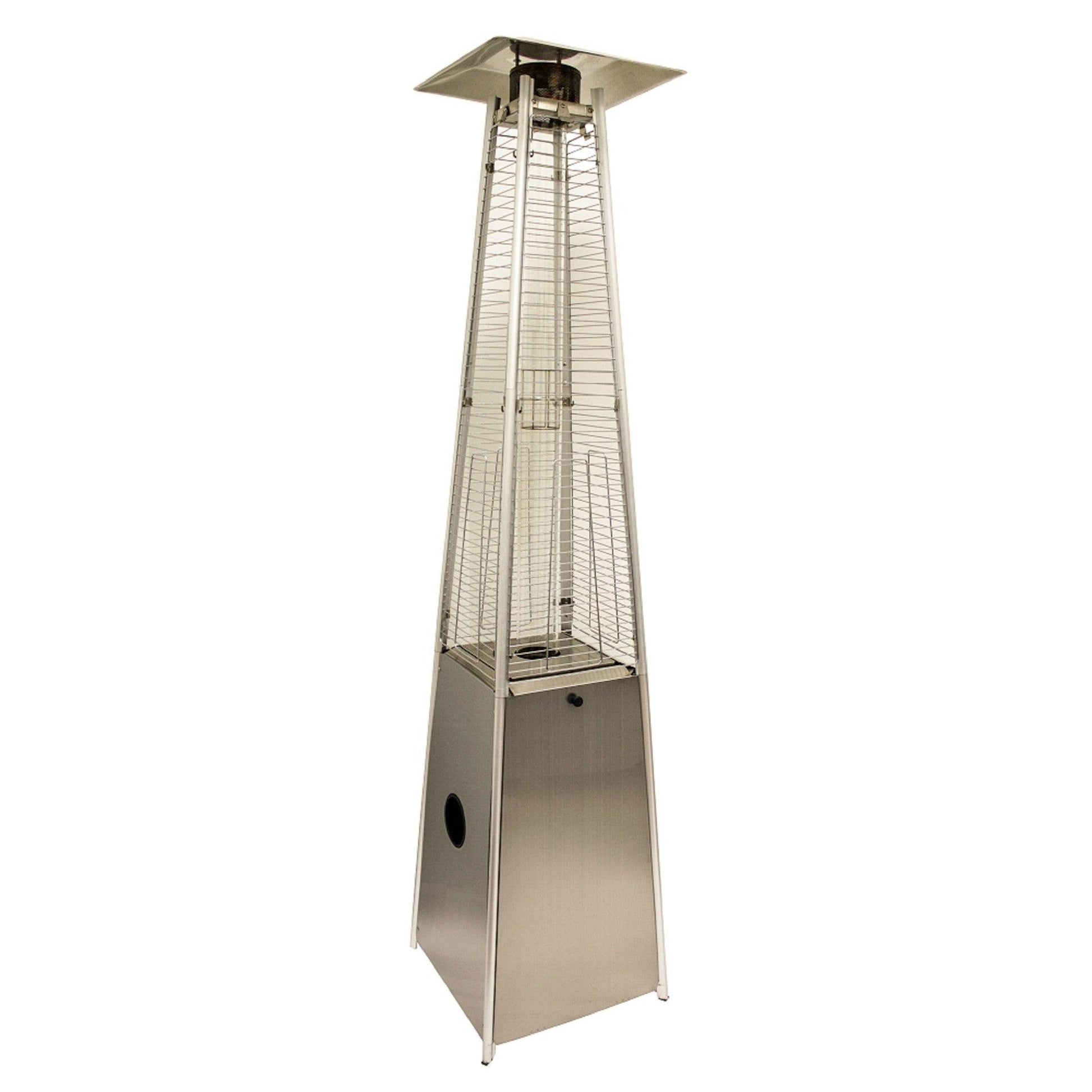 41000 BTU Silver Steel Propane Triangular Pyramid Standing Patio Heater - FurniFindUSA