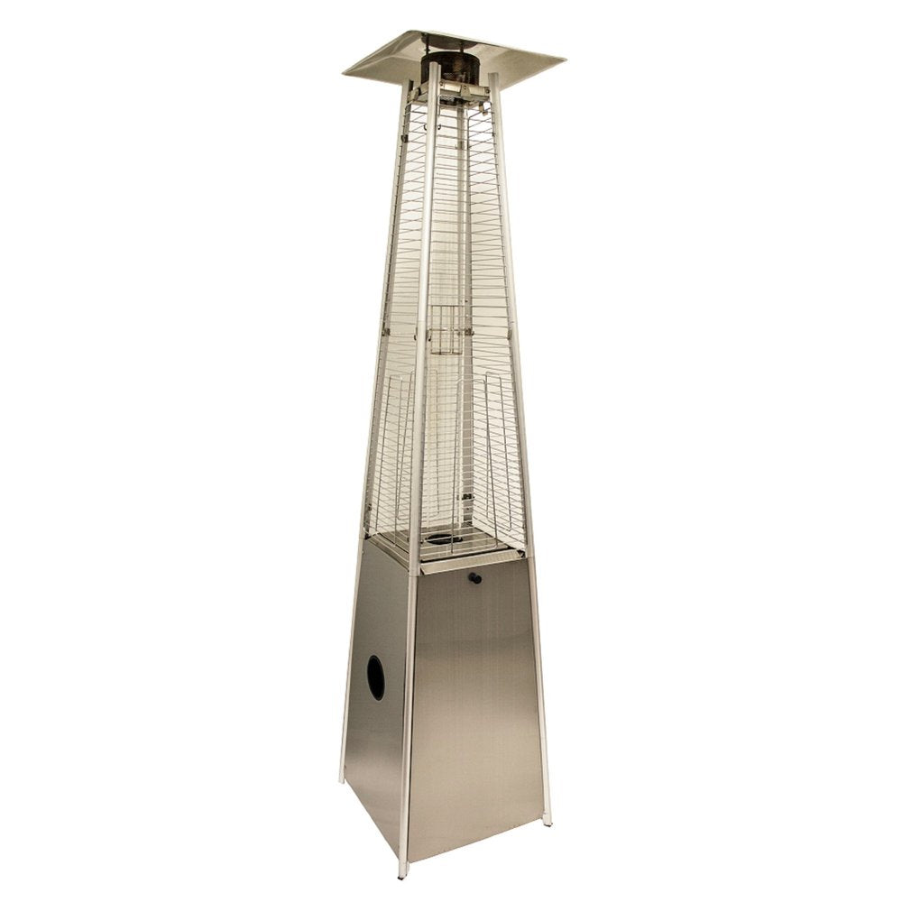 41000 BTU Silver Steel Propane Triangular Pyramid Standing Patio Heater HomeRoots