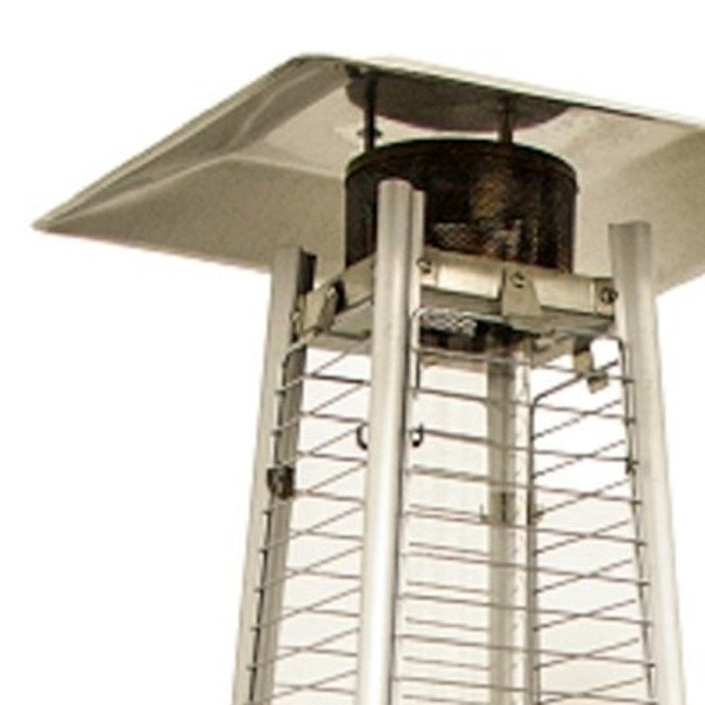 41000 BTU Silver Steel Propane Triangular Pyramid Standing Patio Heater HomeRoots