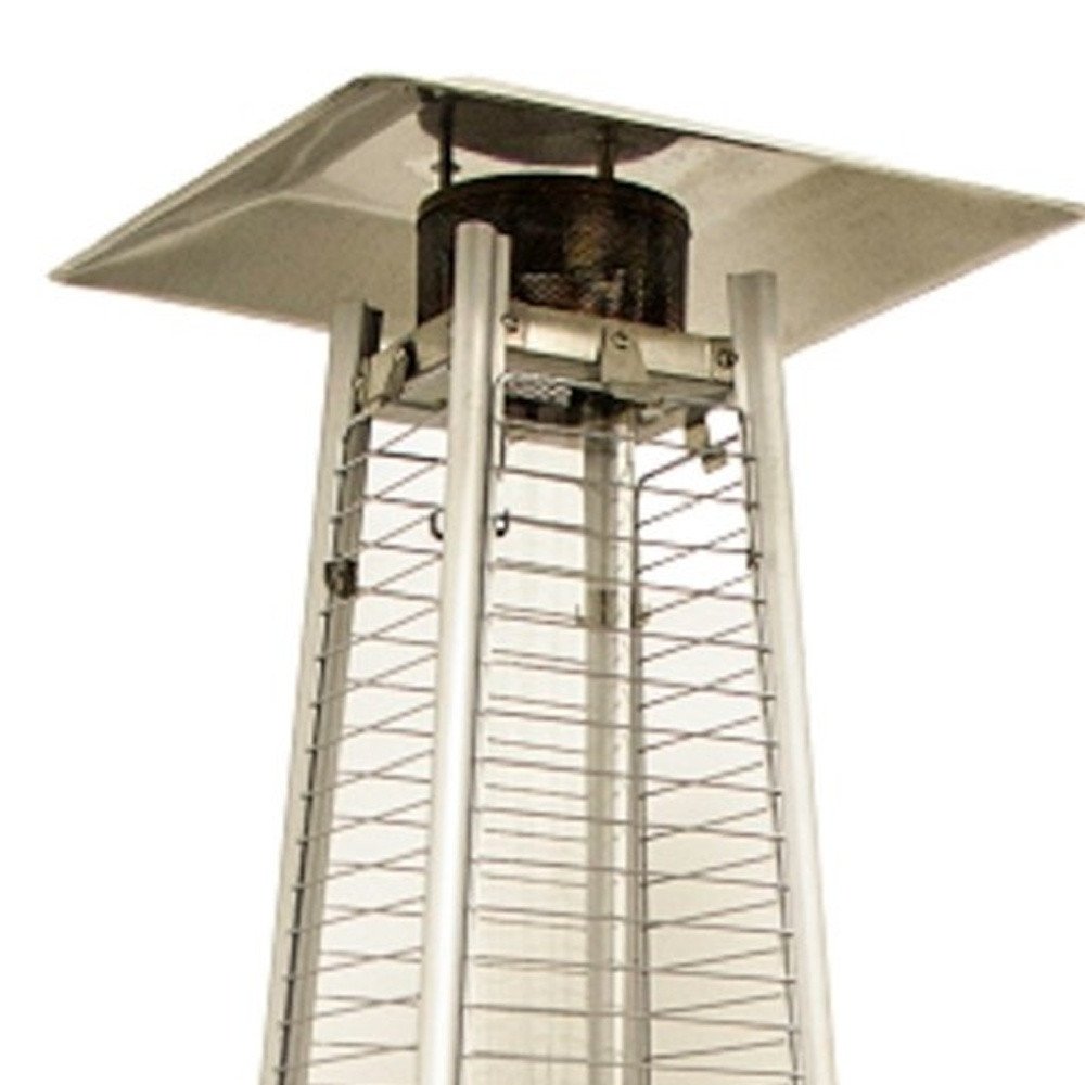 41000 BTU Silver Steel Propane Triangular Pyramid Standing Patio Heater HomeRoots
