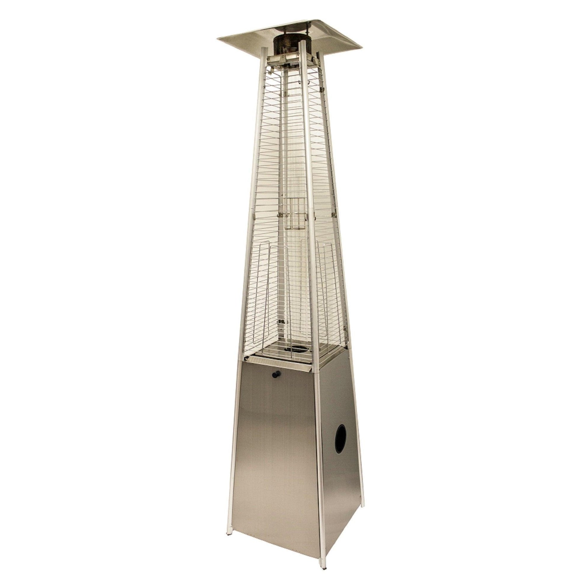 41000 BTU Silver Steel Propane Triangular Pyramid Standing Patio Heater - FurniFindUSA