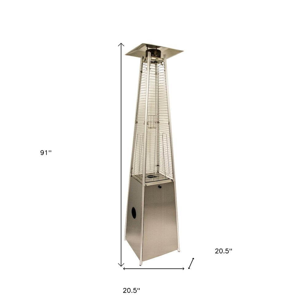 41000 BTU Silver Steel Propane Triangular Pyramid Standing Patio Heater HomeRoots