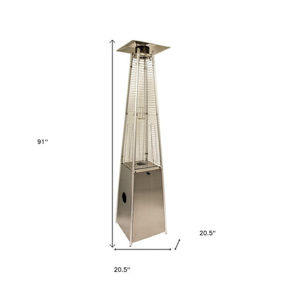 41000 BTU Silver Steel Propane Triangular Pyramid Standing Patio Heater HomeRoots