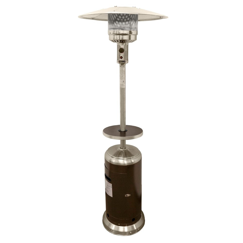 48000 BTU Silver Steel Propane Cylindrical Pole Standing Patio Heater HomeRoots