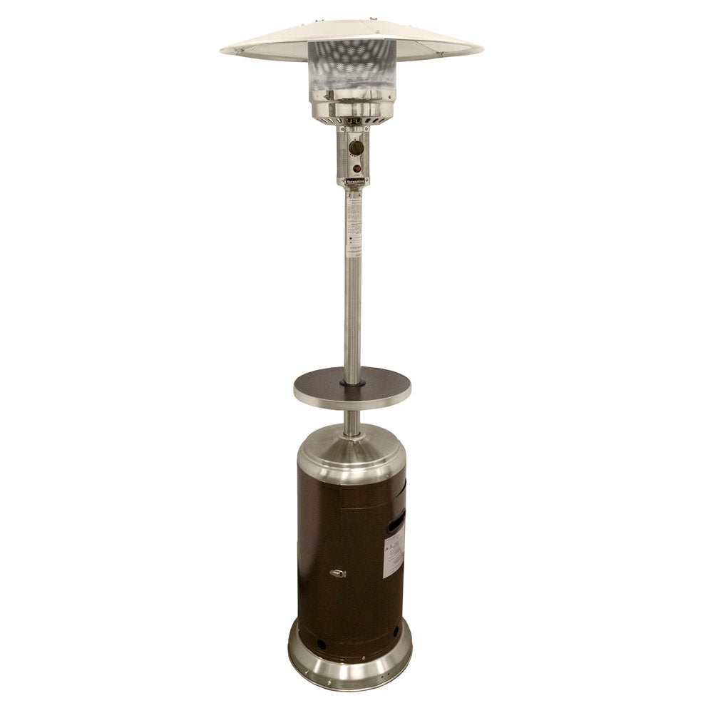 48000 BTU Silver Steel Propane Cylindrical Pole Standing Patio Heater HomeRoots