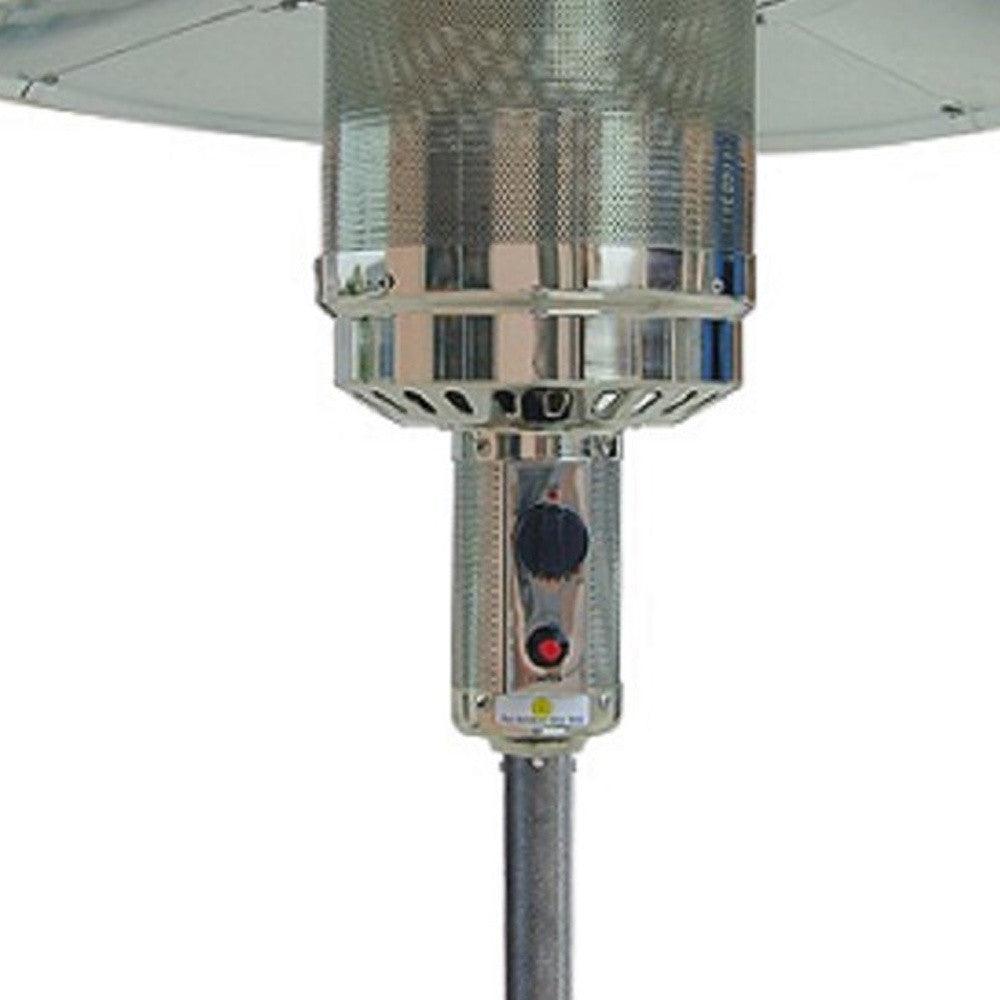 48000 BTU Silver Steel Propane Cylindrical Pole Standing Patio Heater - FurniFindUSA