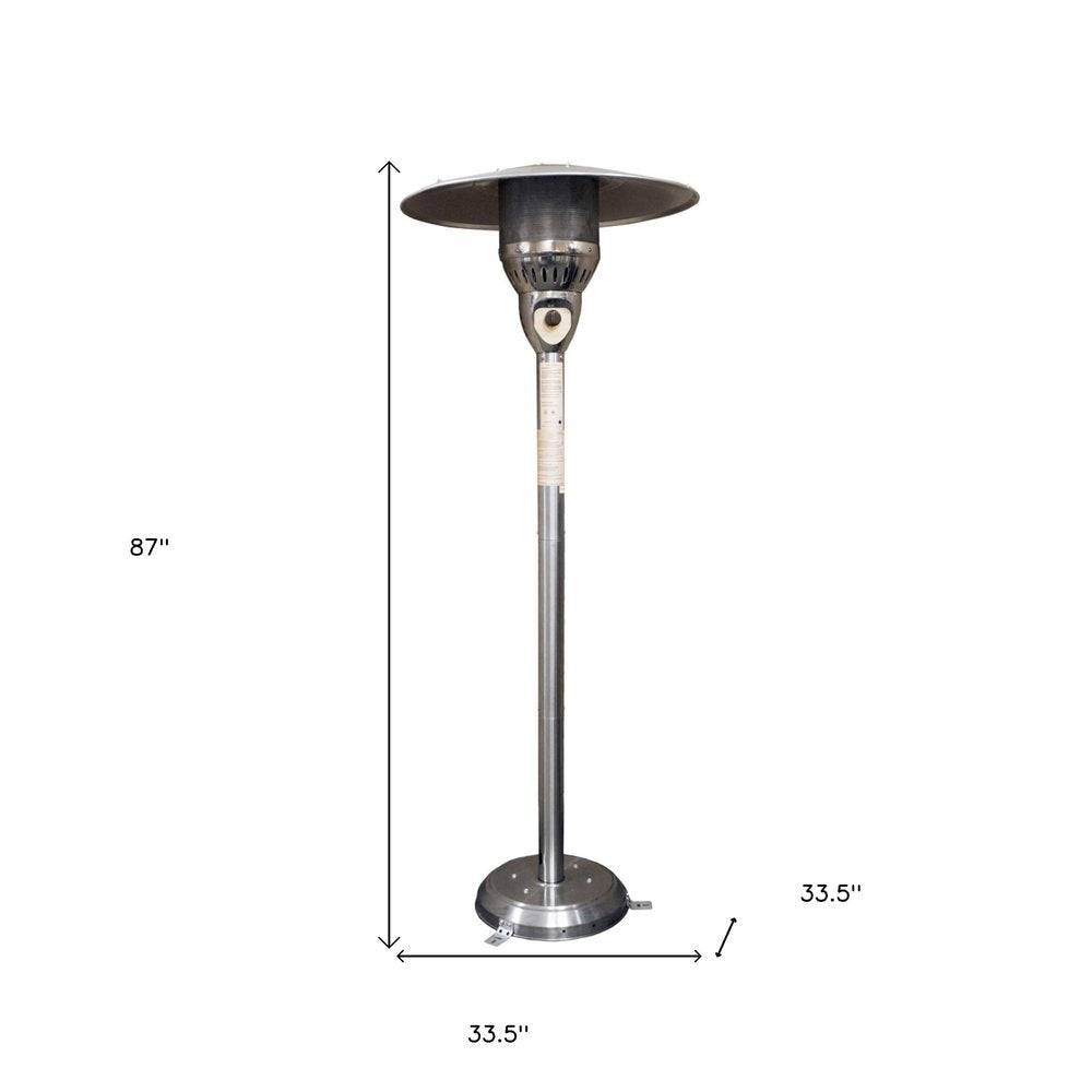 41000 BTU Silver Steel Natural Gas Cylindrical Pole Standing Patio Heater HomeRoots