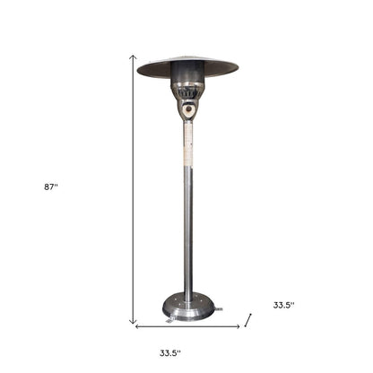 41000 BTU Silver Steel Natural Gas Cylindrical Pole Standing Patio Heater HomeRoots