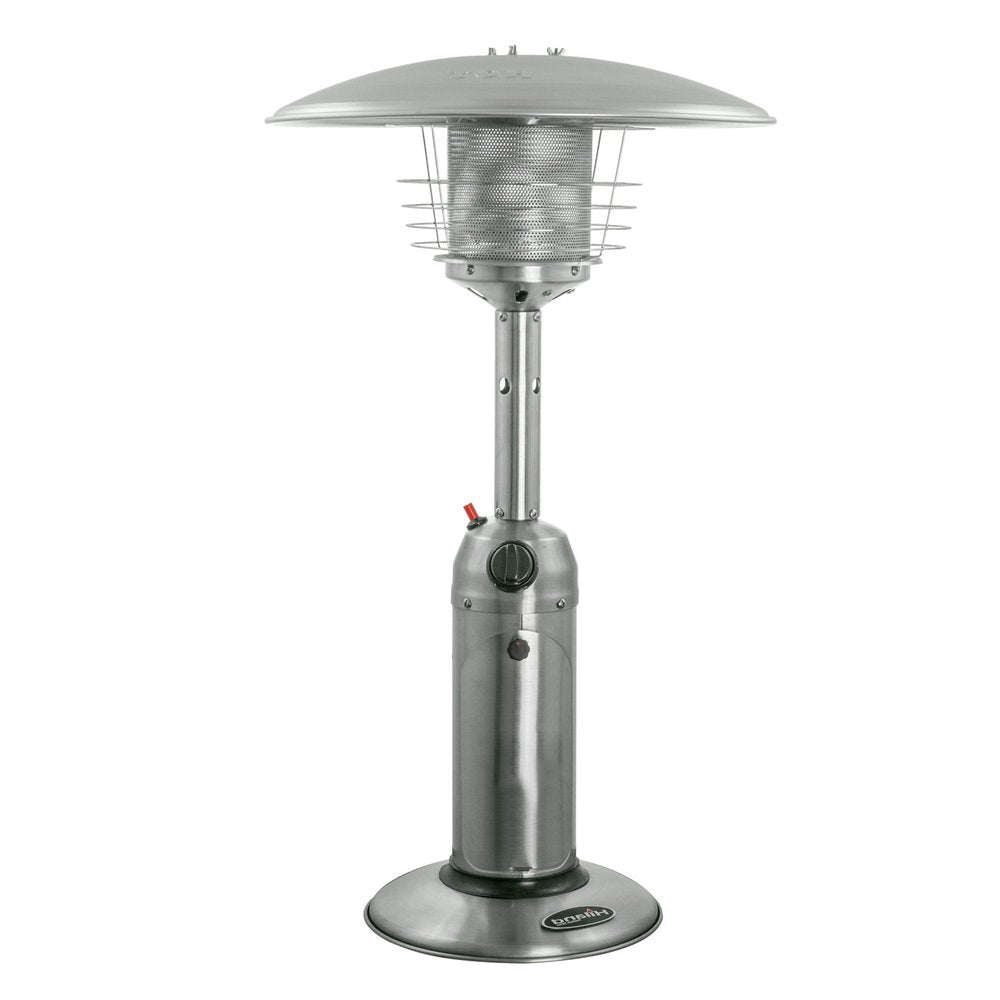 11000 BTU Silver Steel Propane Cylindrical Pole Tabletop Patio Heater HomeRoots