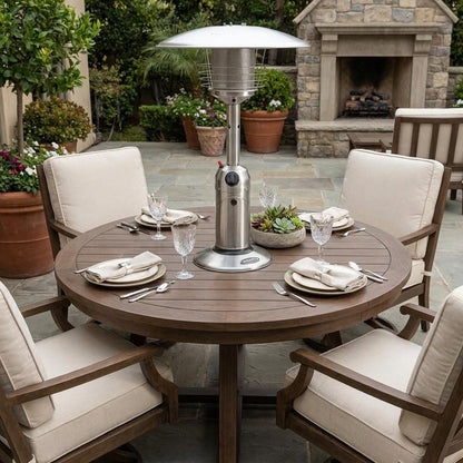 11000 BTU Silver Steel Propane Cylindrical Pole Tabletop Patio Heater HomeRoots